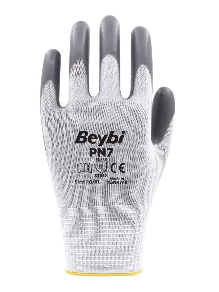 Beybi Polyester-Nitril İş Eldiveni PN72 No: 10 GRİ - 1 Çift