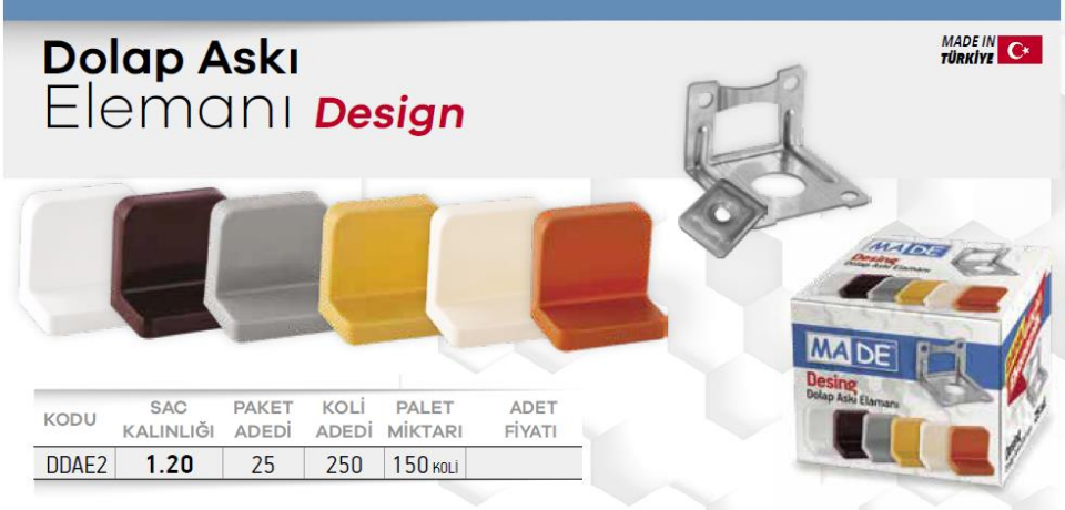 Made Dolap Askı Elemanı Design - Sarı - 10 Adet