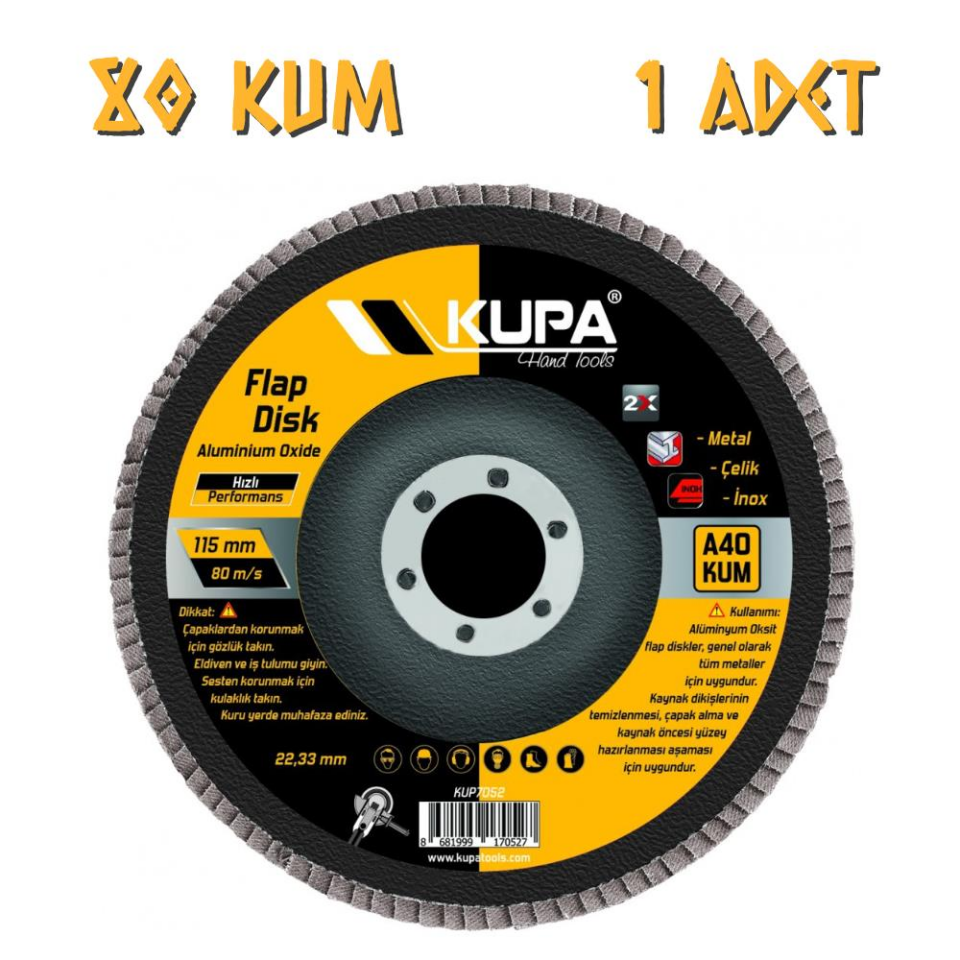 Kupa Katlı Flap Disk Zımpara A80 Kum - 1 Adet