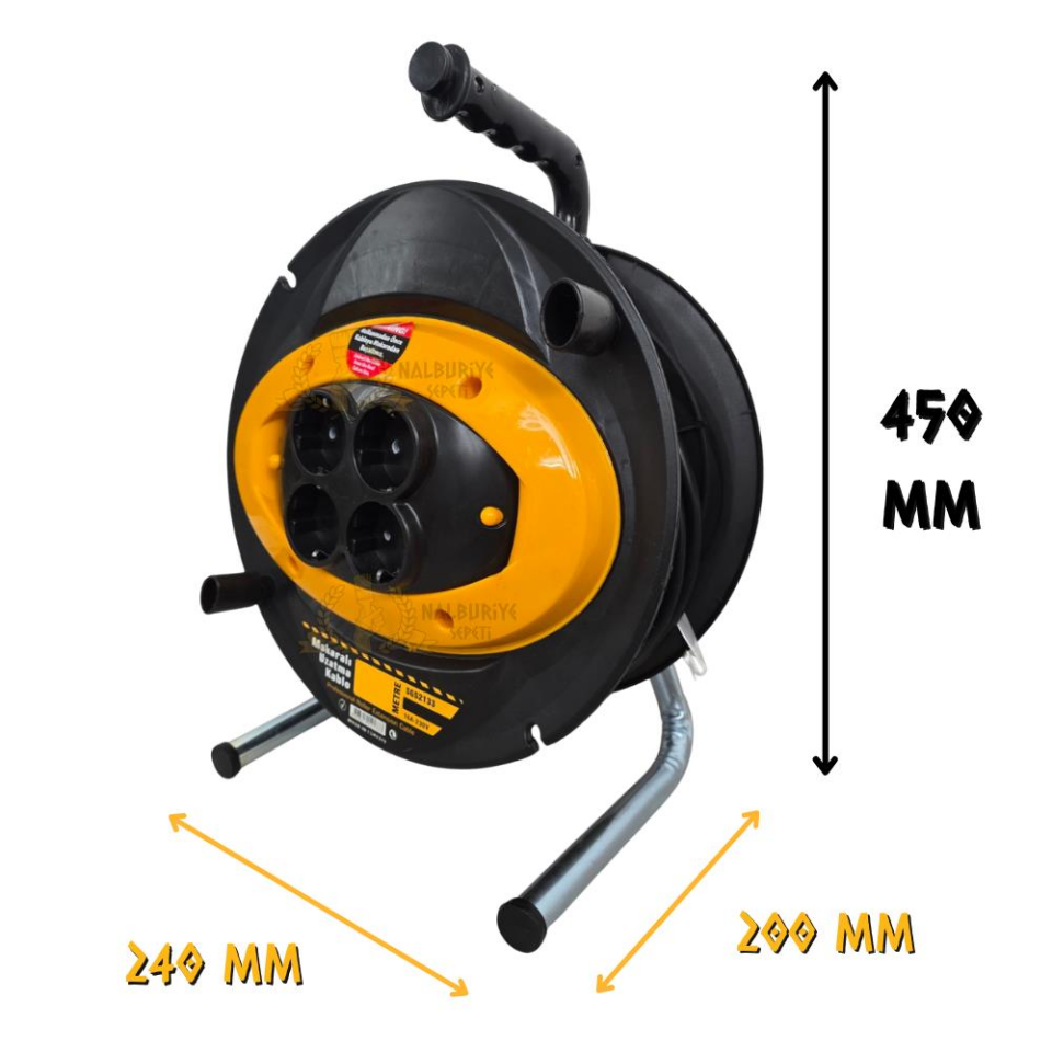 SGS Plastik Makaralı Uzatma Kablosu CCA 3x1.5 - Dörtlü Priz - 35 mt.