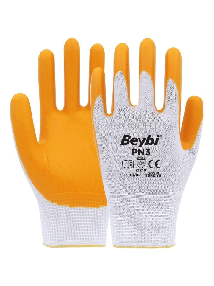 Beybi Polyester-Nitril İş Eldiveni PN3 No: 10 Sarı - 1 Çift