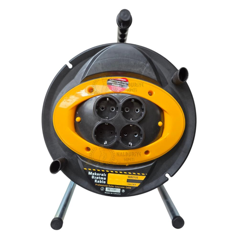 SGS Plastik Makaralı Uzatma Kablosu CCA 3x2.5 - Dörtlü Priz - 50 mt.