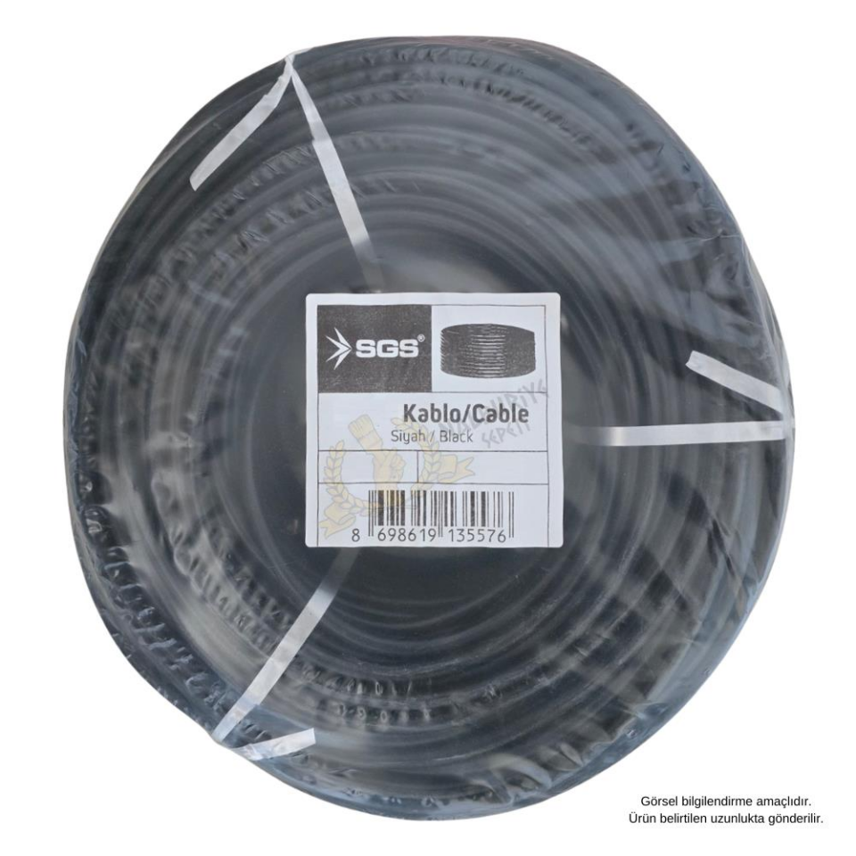 SGS Elektrik Tesisat Kablosu - 3x2.5 CCA TTR 48x0.18 - Siyah - 1 mt.