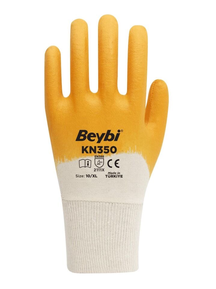 Beybi Pamuk-Nitril 3/4 Kaplama İş Eldiveni KN350 No: 10 - 12 Çift