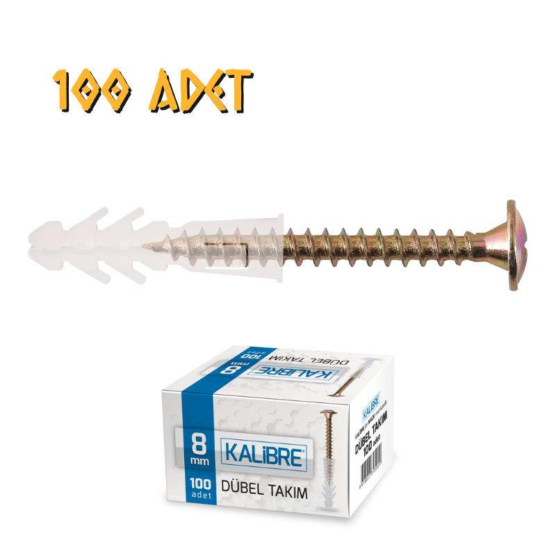 Made Kalibre Dübel Vida Takımı Pul Başlı 8 mm. - 100 Adet