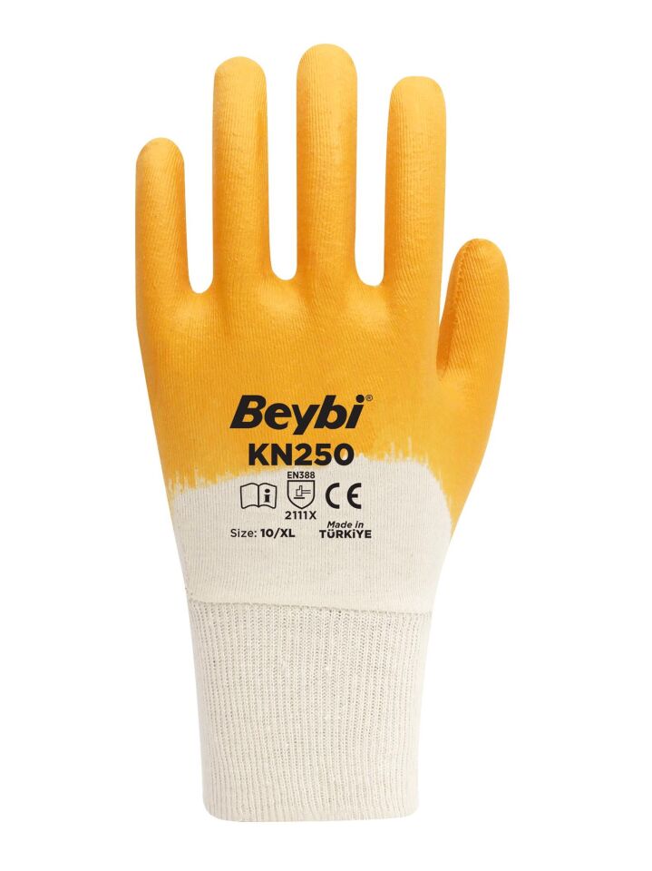 Beybi Pamuk-Nitril 3/4 Kaplama İş Eldiveni KN250 No: 10 - 12 Çift