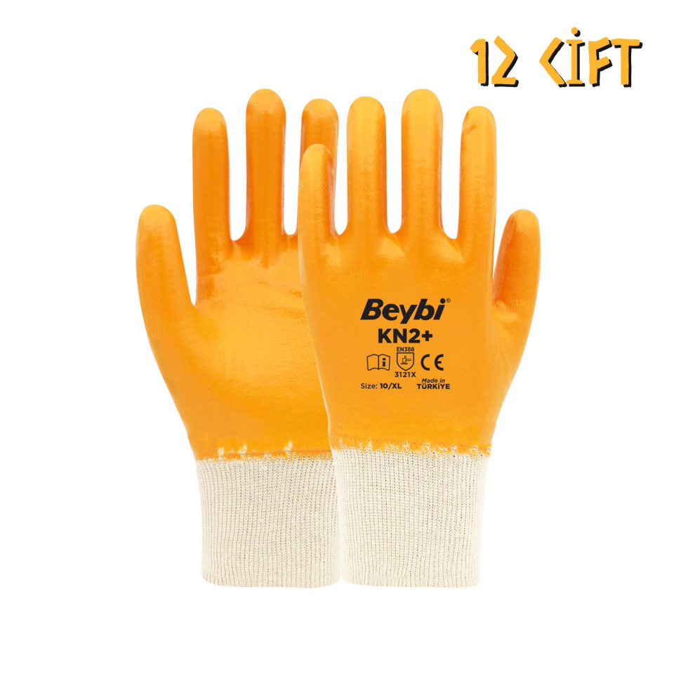 Beybi Pamuk-Nitril Tam Kaplama İş Eldiveni KN2+ No: 10 - 12 Çift