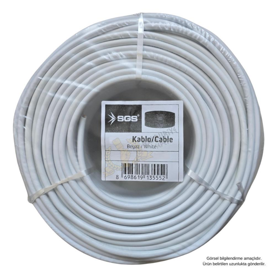 SGS Elektrik Tesisat Kablosu - 3x2.5 CCA TTR 48x0.18 - Beyaz - 10 mt.