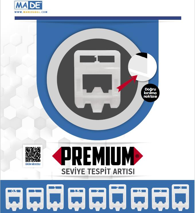 Made Premium Seviye Tespit Derz Artısı 3 mm. - 100 Adet