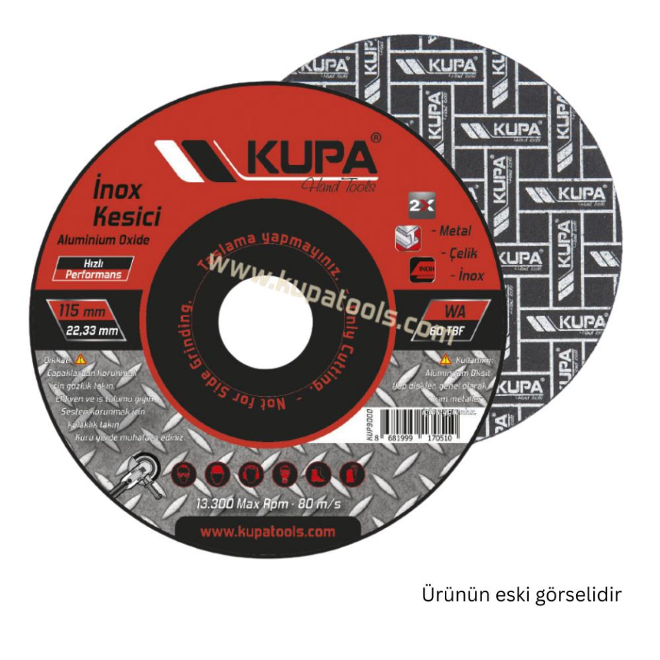 Kupa İnox Metal Çelik Kesme Taşı 115 mm. - 10 Adet