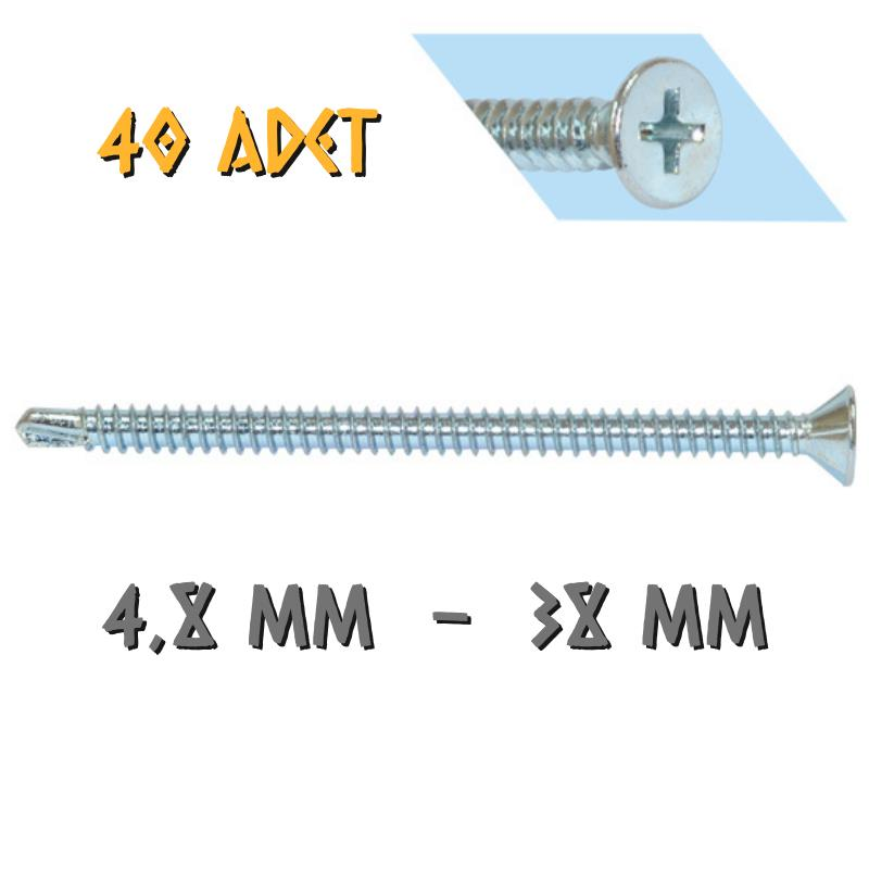 Yağmur Vida YHB Matkap Uçlu Akıllı Vida 4.8x38 mm. - 40 Adet