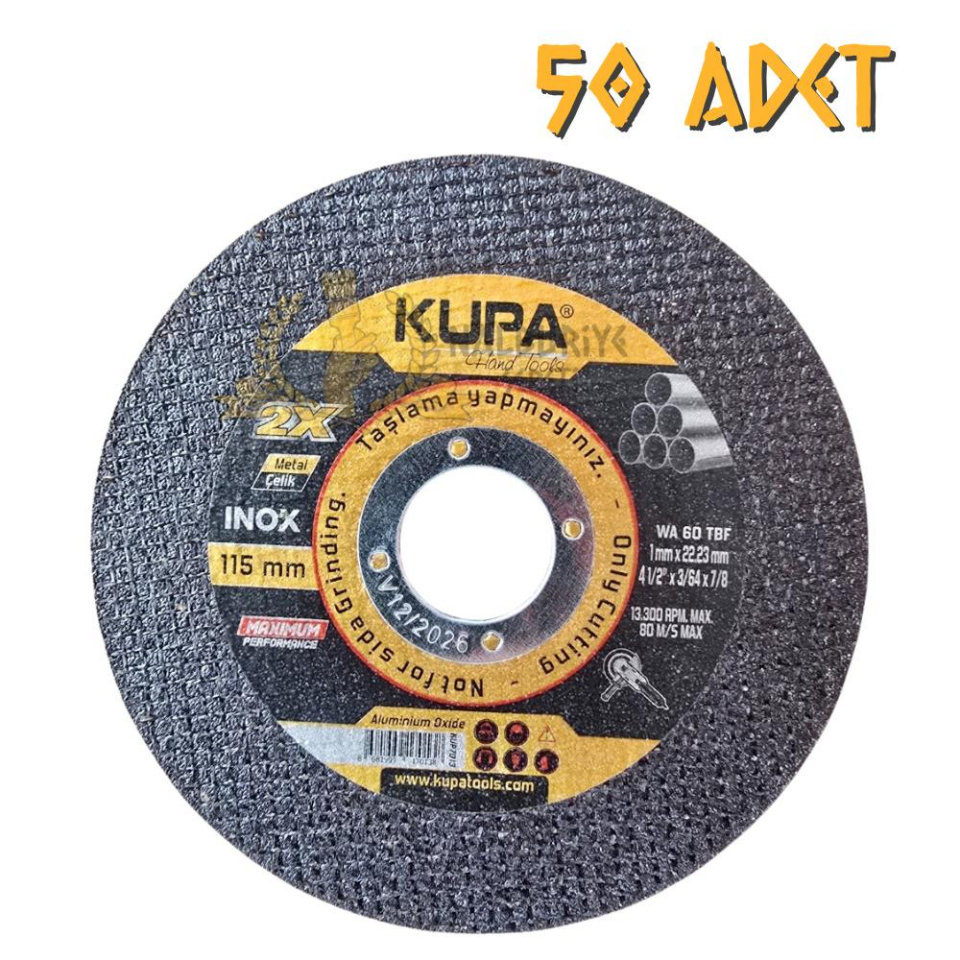 Kupa İnox Metal Çelik Kesme Taşı 115 mm. - 50 Adet