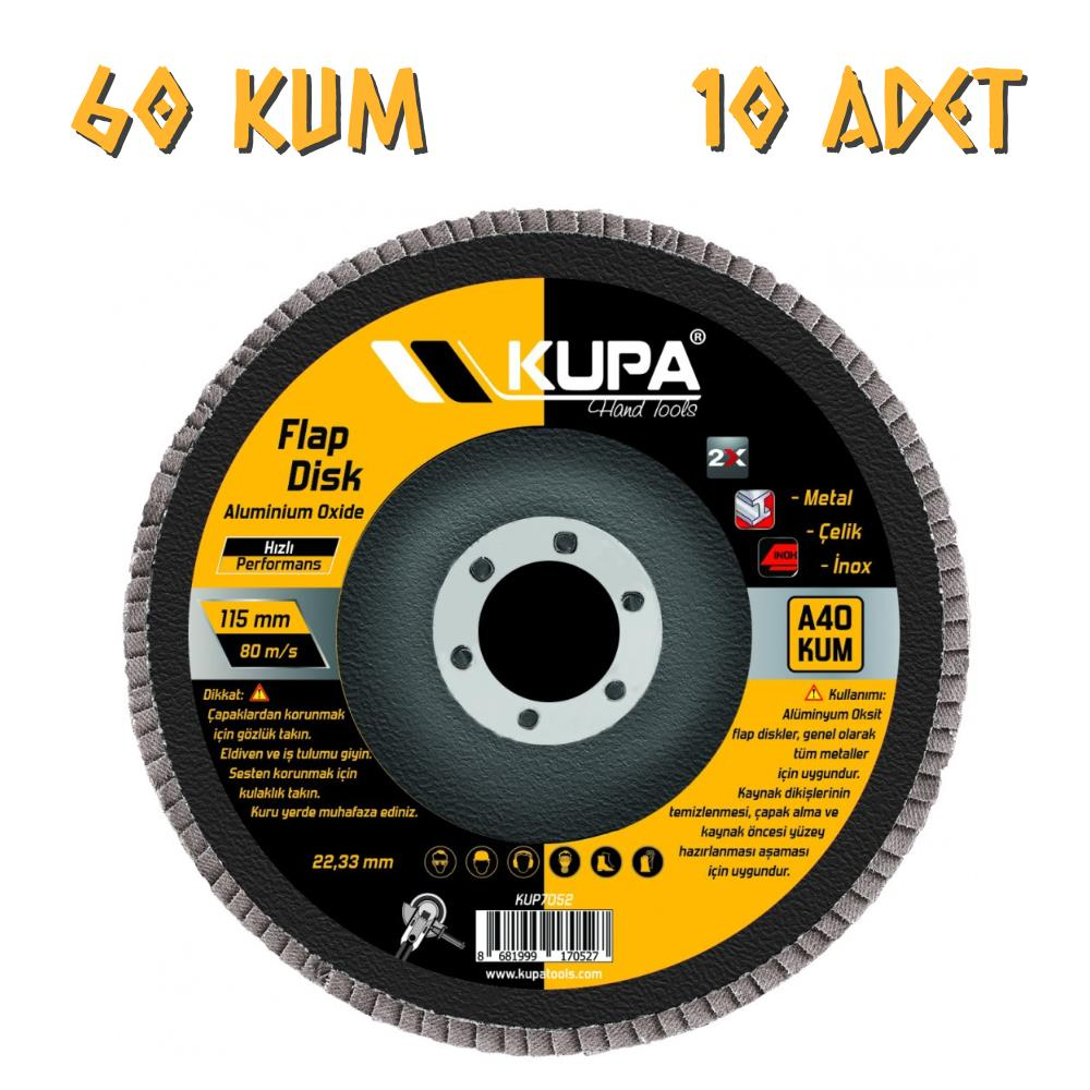 Kupa Katlı Flap Disk Zımpara A60 Kum - 10 Adet