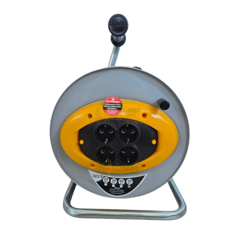 SGS Metal Makaralı Uzatma Kablosu CCA 3x2.5 - Dörtlü Priz - 20 mt.