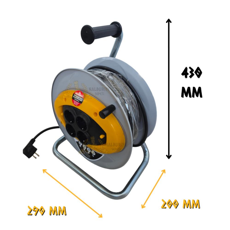 SGS Metal Makaralı Uzatma Kablosu CCA 3x2.5 - Dörtlü Priz - 50 mt.