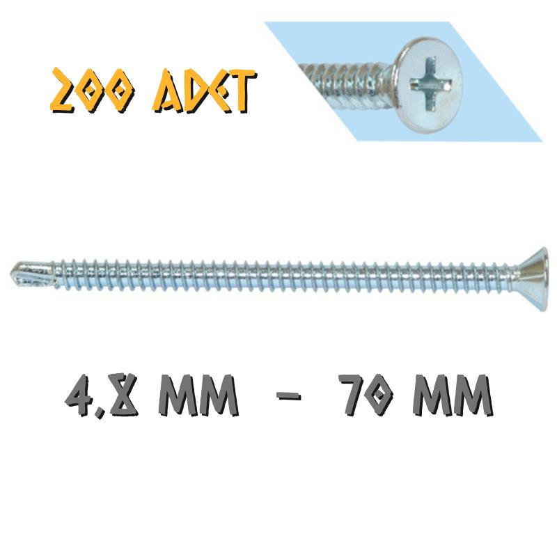Yağmur Vida YHB Matkap Uçlu Akıllı Vida 4.8x70 mm. - 200 Adet