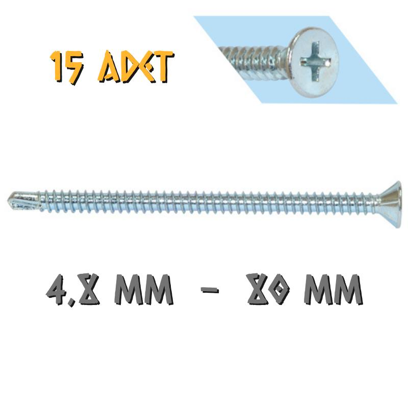 Yağmur Vida YHB Matkap Uçlu Akıllı Vida 4.8x80 mm. - 15 Adet