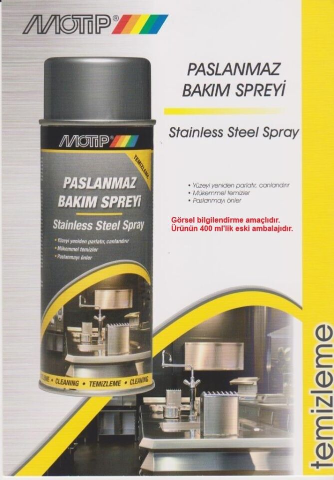 Motip Paslanmaz Çelik İnox Temizleme Spreyi 500 ml.