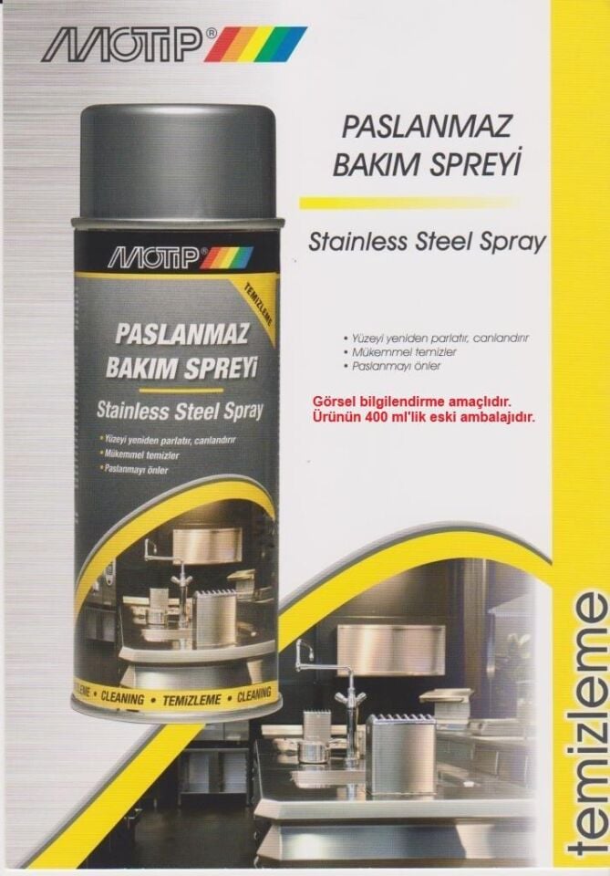Motip Paslanmaz Çelik İnox Temizleme Spreyi 500 ml.