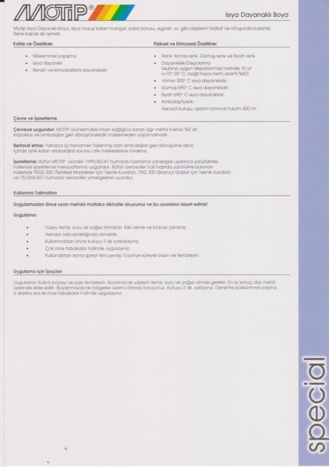 Motip Isıya Dayanıklı Sprey Boya MAT KAHVERENGİ 400 ml.