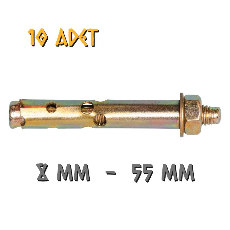 Made Gömlekli Çelik Dübel 8x55 mm. - 10 Adet
