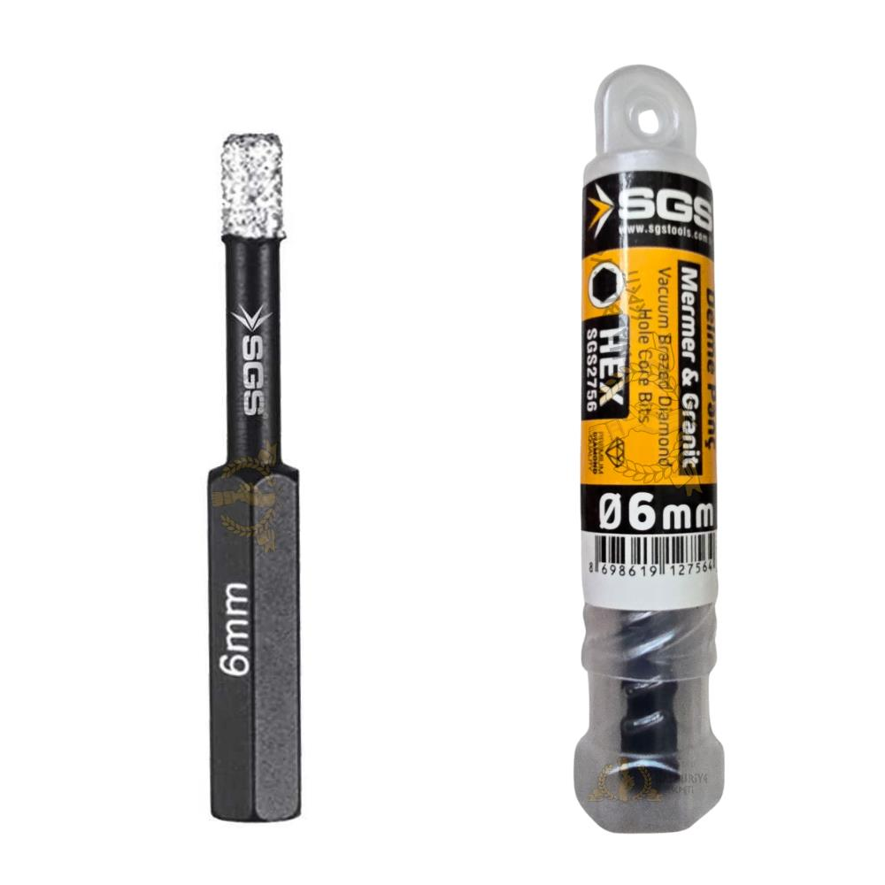 SGS Hex Mermer ve Granit Delme Matkap Ucu Panç - 6 mm. - 1 Adet