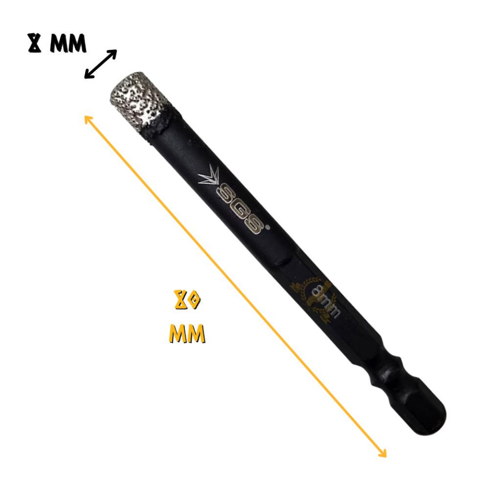 SGS Hex Mermer ve Granit Delme Matkap Ucu Panç - 8 mm. - 1 Adet