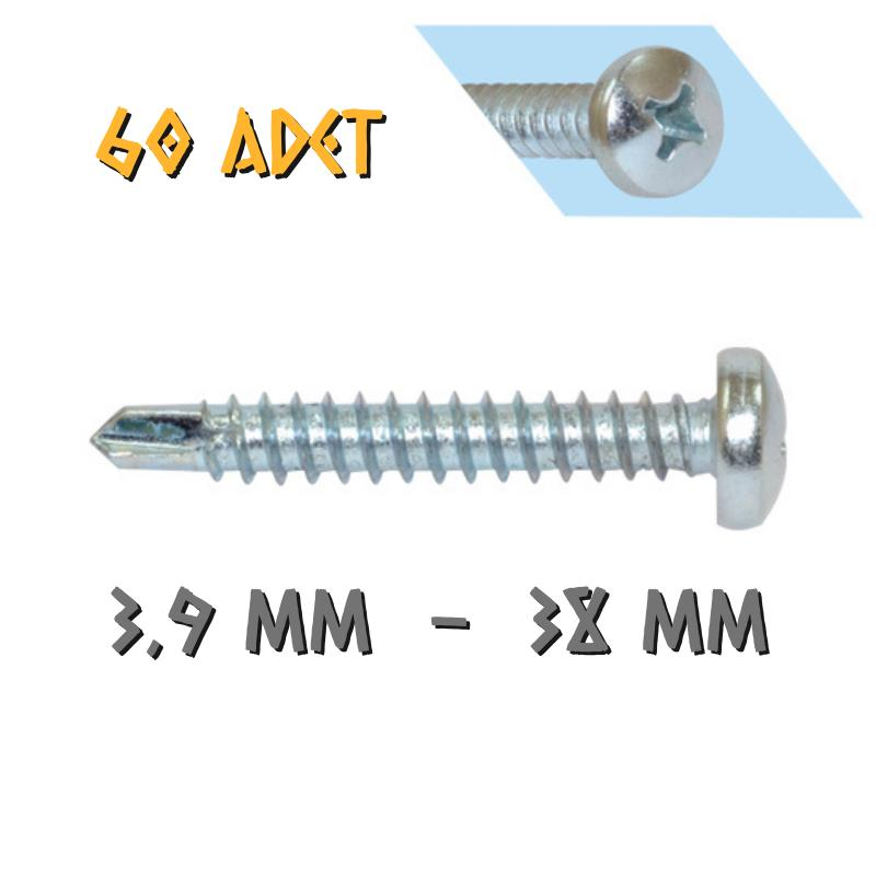 Yağmur Vida YSB Matkap Uçlu Akıllı Vida 3.9x38 mm. - 60 Adet