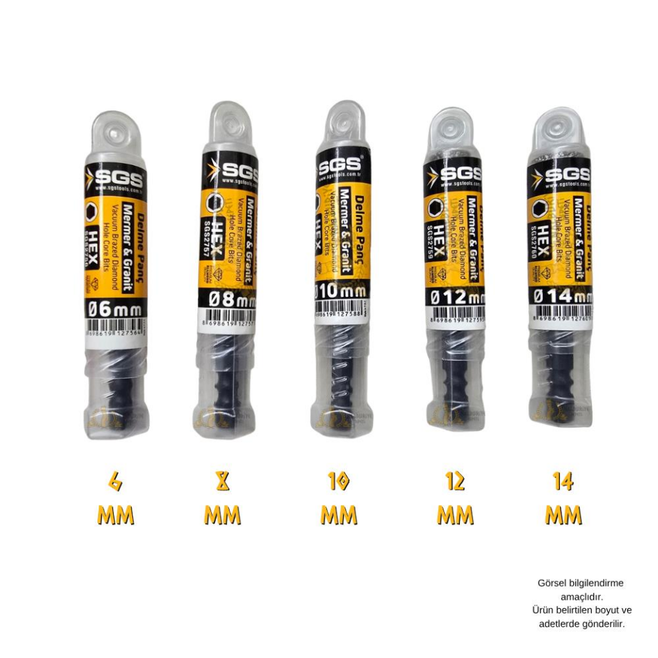 SGS Hex Mermer ve Granit Delme Matkap Ucu Panç - 14 mm. - 1 Adet