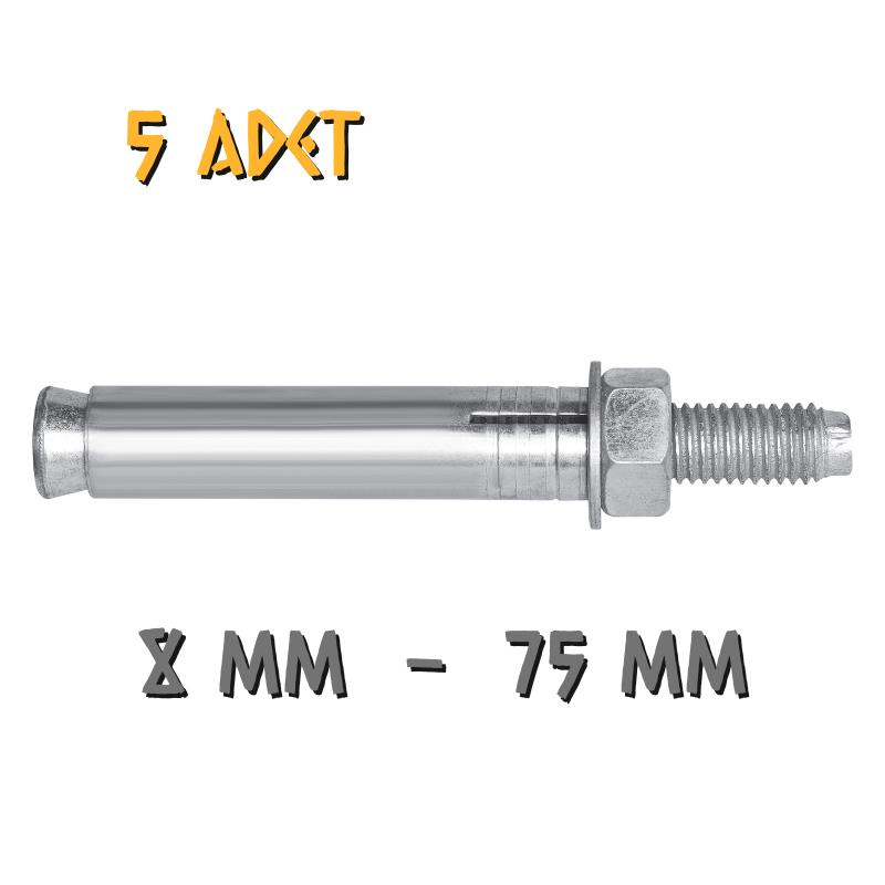 Made Borulu Çelik Dübel 8x75 mm. - 5 Adet