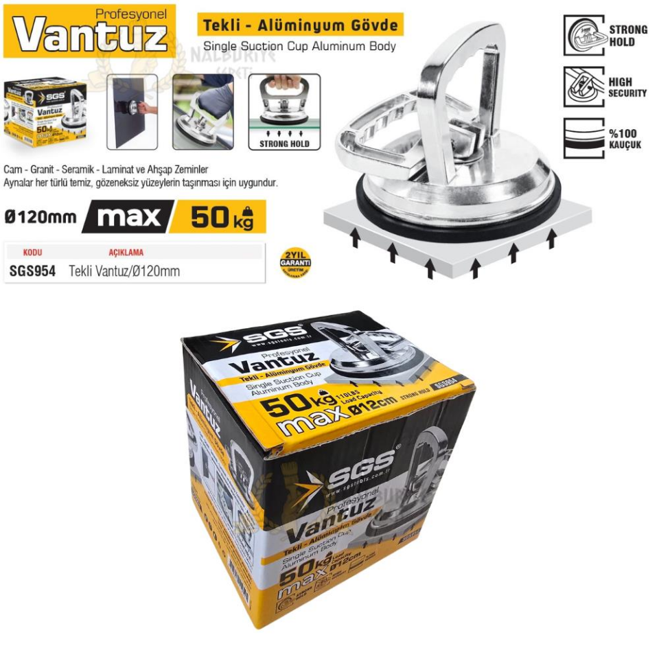 SGS Alüminyum Gövde Profesyonel Vantuz - Tekli 50 kg.