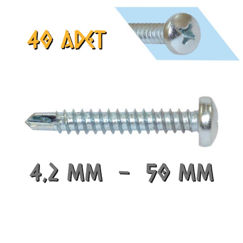 Yağmur Vida YSB Matkap Uçlu Akıllı Vida 4.2x50 mm. - 40 Adet