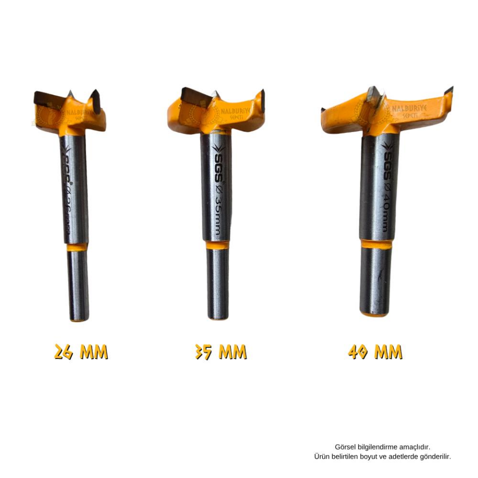 SGS Menteşe Frezesi Matkap Ucu Seti - 26-35-40 mm. - 3 Parça