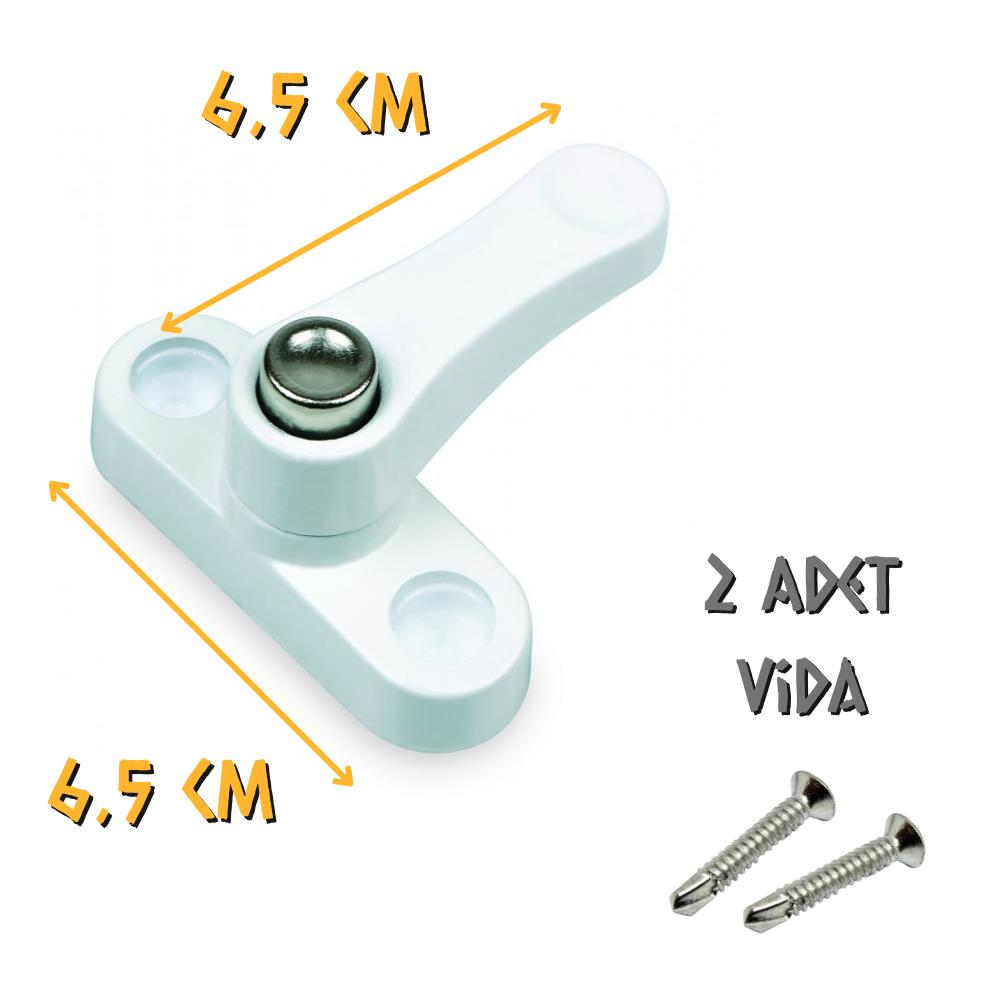 Kupa Pencere-Kapı Emniyet Kilidi Beyaz - Düğmeli
