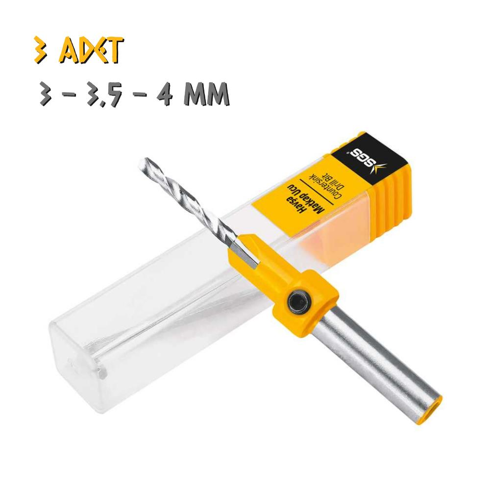 SGS Uzunluk Ayarlı Havşa HSS Matkap Ucu Seti - 3-3.5-4 mm. - 3 Parça