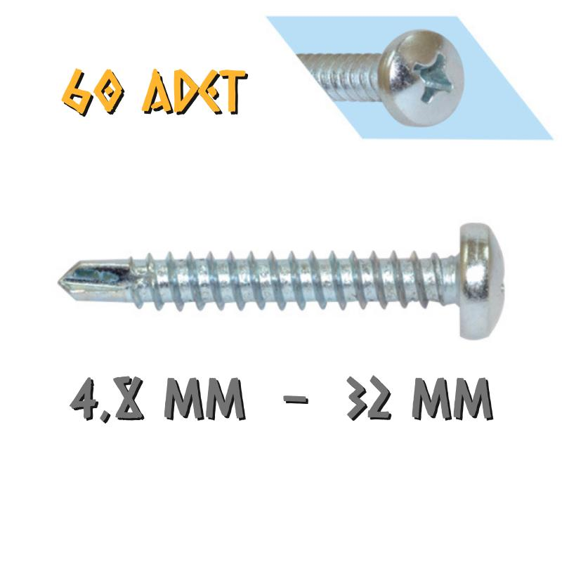 Yağmur Vida YSB Matkap Uçlu Akıllı Vida 4.8x32 mm. - 60 Adet