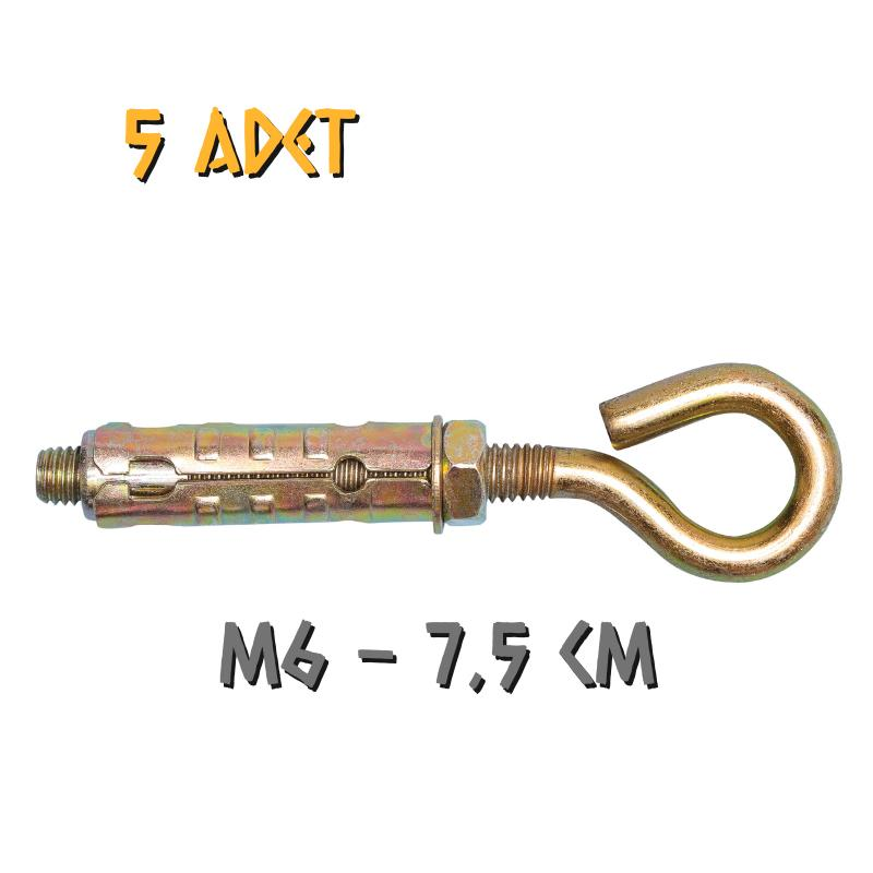 Made Kapalı Kancalı Çelik Dübel M6 - 5 Adet