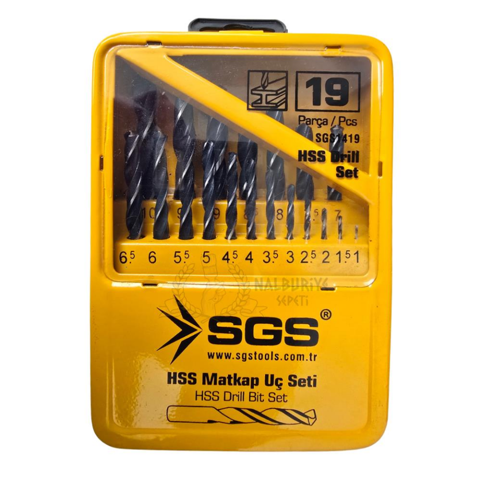 SGS HSS Matkap Ucu Seti - Metal-İnox-Ahşap-Plastik - 1-10 mm arası 19 Parça
