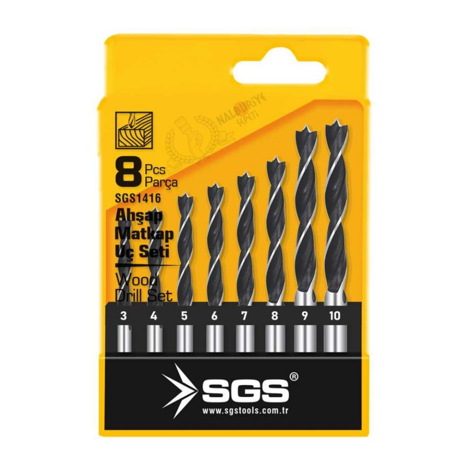 SGS HSS Ahşap Matkap Ucu Seti - 3-10 mm Arası - 8 Farklı Parça