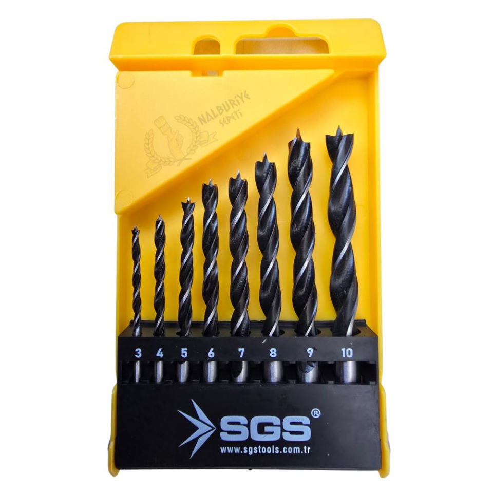 SGS HSS Ahşap Matkap Ucu Seti - 3-10 mm Arası - 8 Farklı Parça