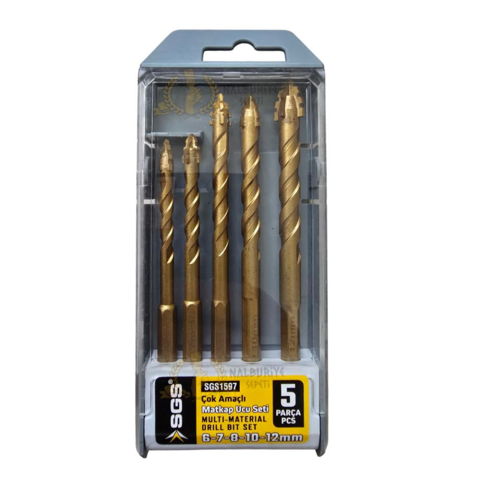 SGS Çok Amaçlı Hex Matkap Ucu Seti - Fayans-Ahşap-Metal-Tuğla - 6-7-8-10-12 mm. 5 Parça
