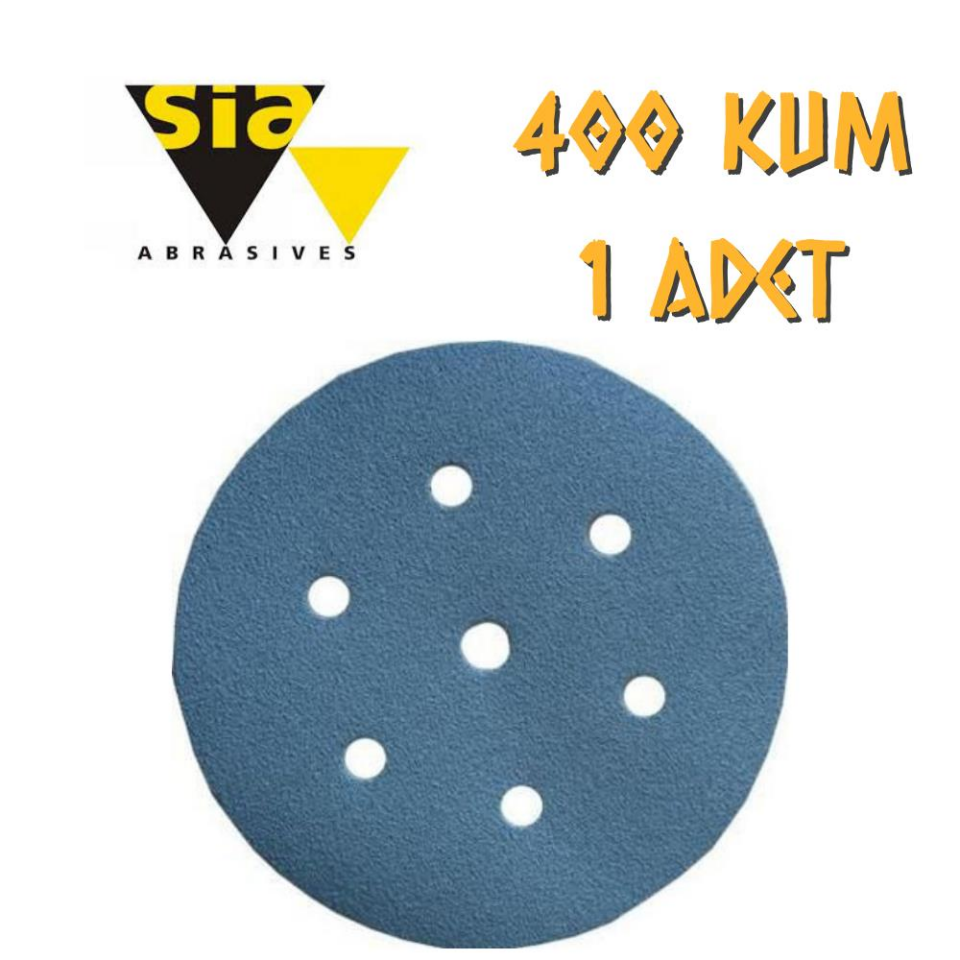 Sia 1949 Hookit 7 Delikli Cırt Zımpara 150 mm - P400 Kum - 1 Adet