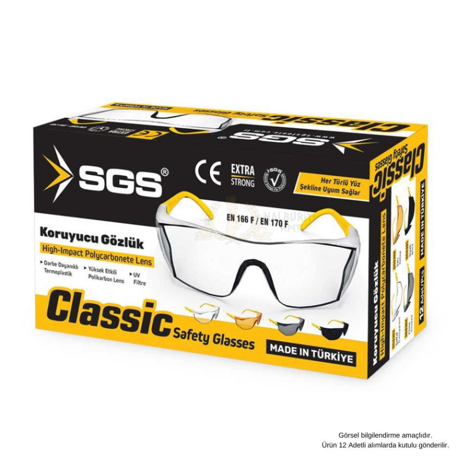 SGS Classic Koruyucu Gözlük - Şeffaf - Z 87-1 EN 166F EN 170F