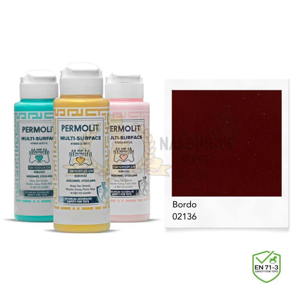 Permolit Multi Surface Akrilik Hobi Boyası BORDO 120 ml.