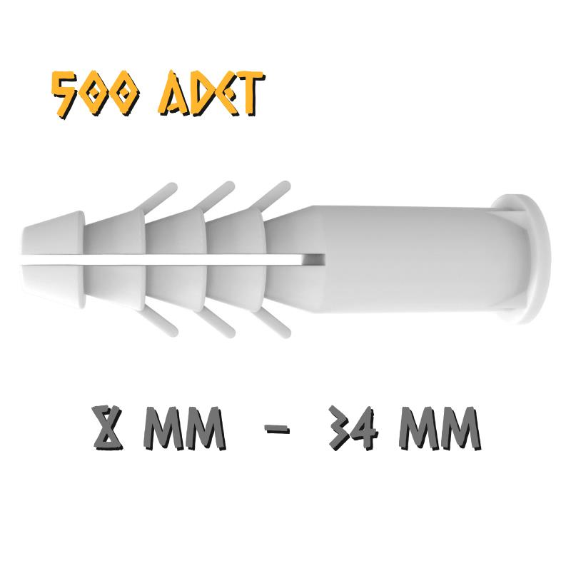 Made Extra Pul Başlı Alçıpan Dübeli - No: 8 - 500 Adet