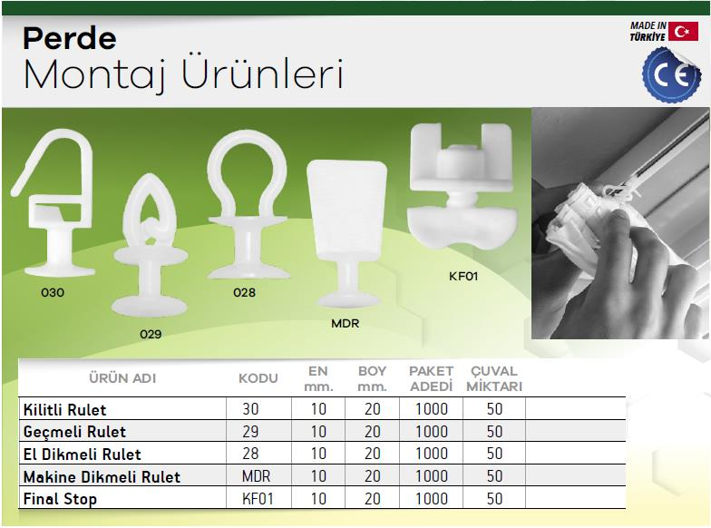 Made Perde Korniş Kilidi Final Stop - 100 Adet
