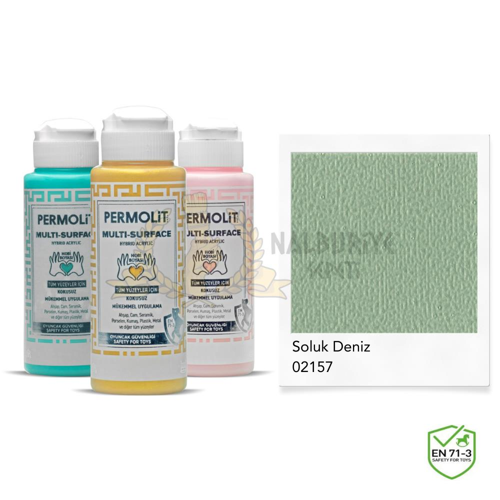 Permolit Multi Surface Akrilik Hobi Boyası SOLUK DENİZ MAVİ 120 ml.