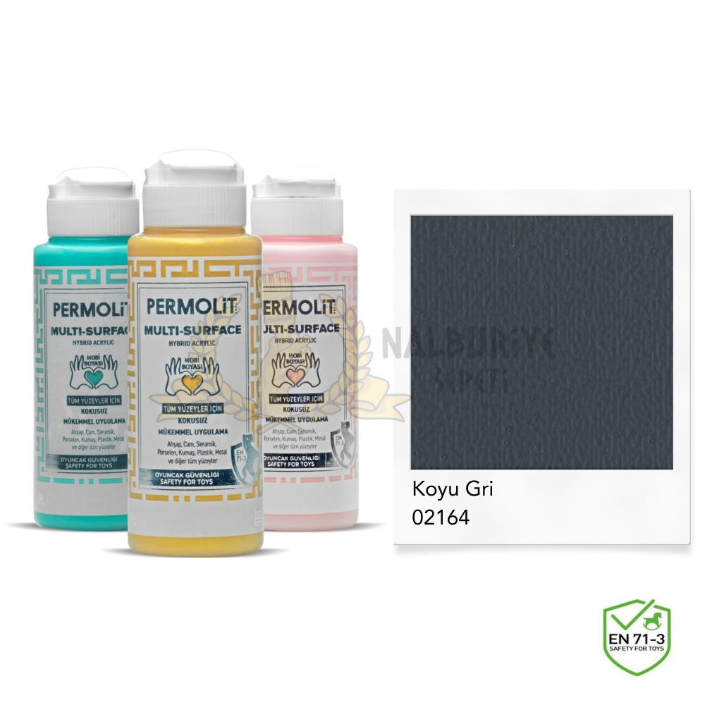 Permolit Multi Surface Akrilik Hobi Boyası KOYU GRİ 120 ml.