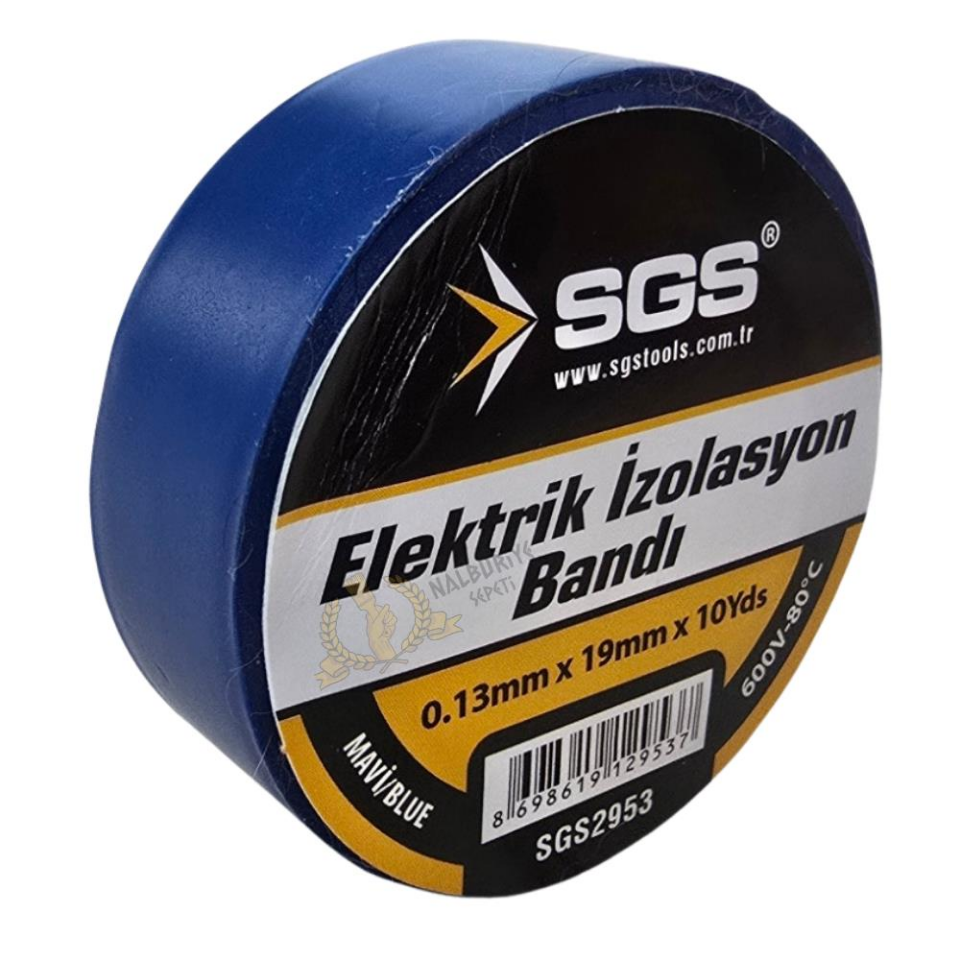 SGS Elektrik İzolasyon Bandı - Mavi - 19 mm x 9 mt. - 10 Adet