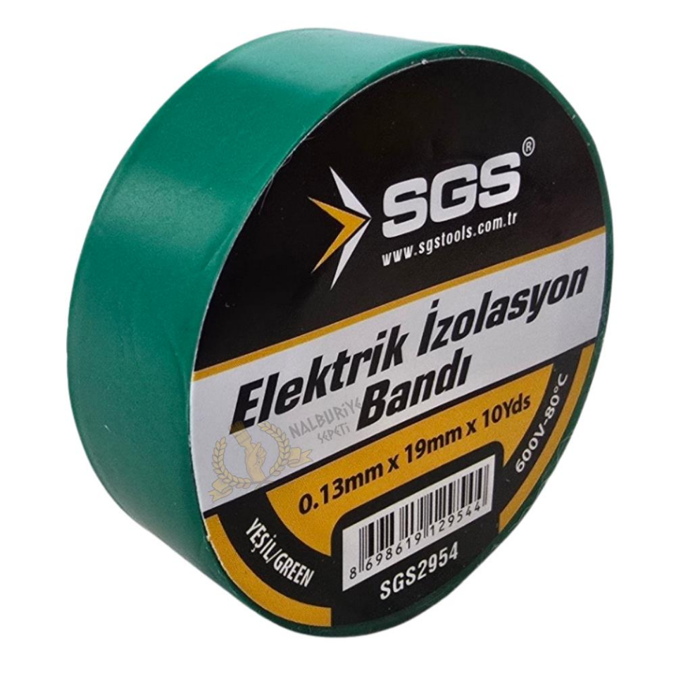SGS Elektrik İzolasyon Bandı - Yeşil - 19 mm x 9 mt. - 3 Adet